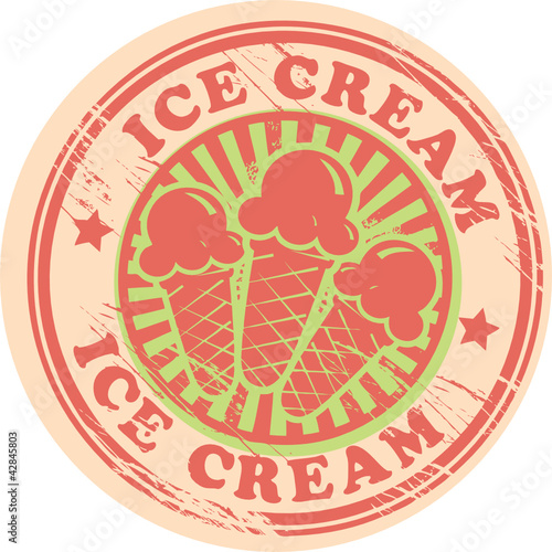 Vintage retro ice cream label, vector illustration