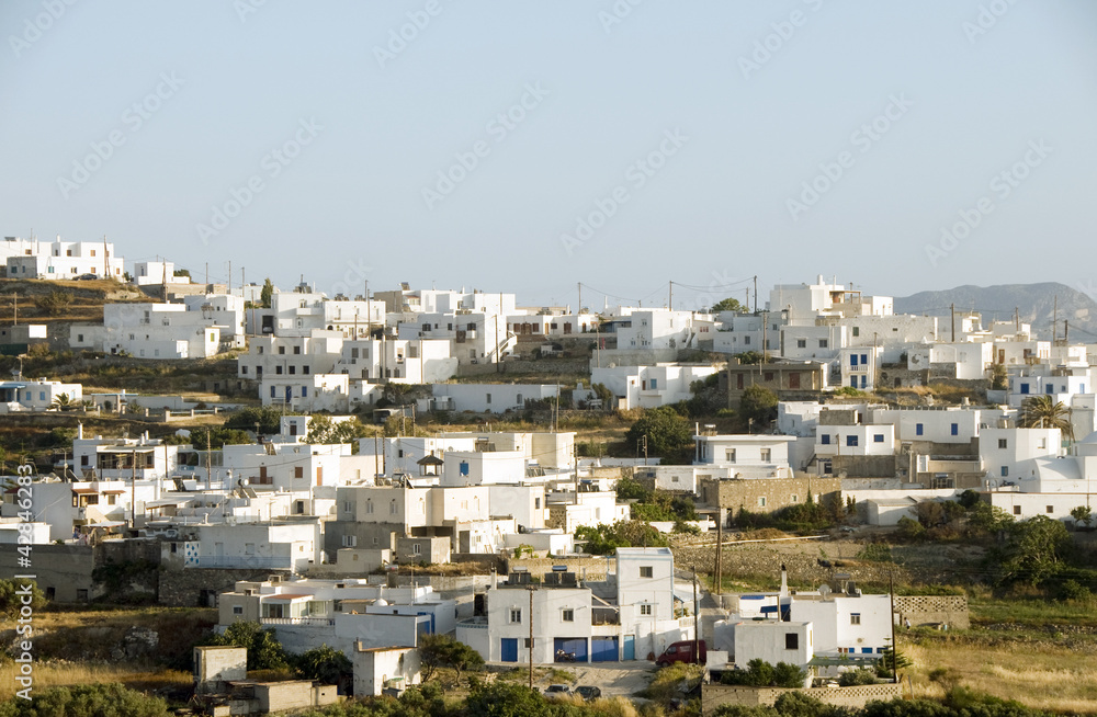 view of Adamas Plaka typical Greek island Cyclades architecture