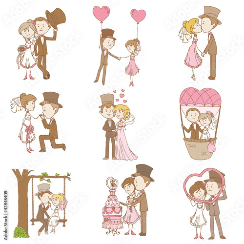 Bride and Groom - Wedding Doodle Set - Design Elements for Scrap