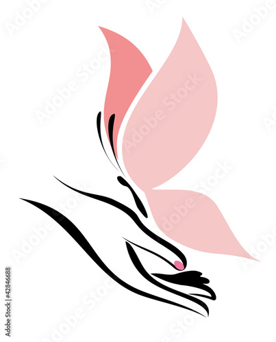 hand and butterfly vector symbol
