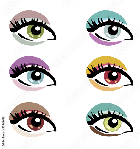 makeup eyes set of vector symbols