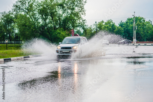 spray from the car