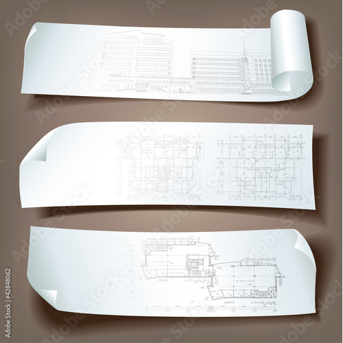 Set of Architectural Web Banners. Isolated on light background