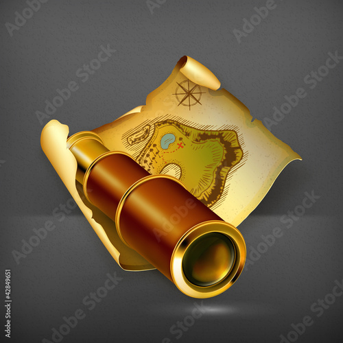 Old map and spyglass, 10eps