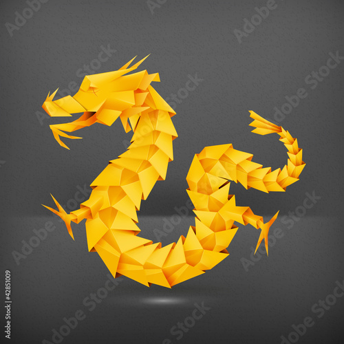 Origami dragon, orange vector