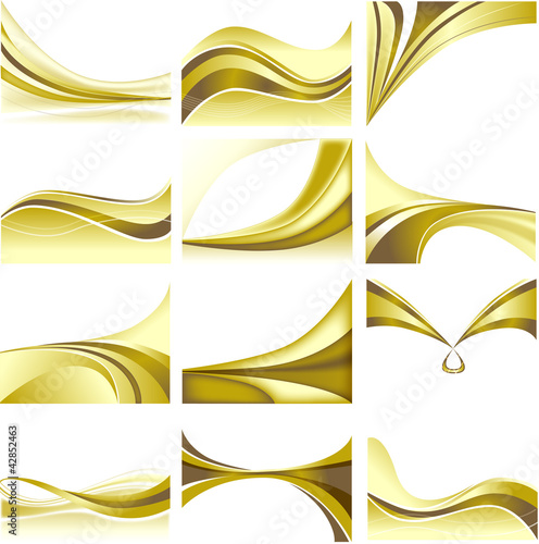 Abstract Background Set Golden Theme Blank White Background