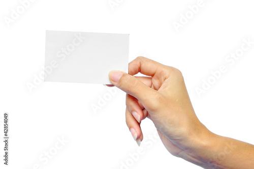 Blank card in a hand