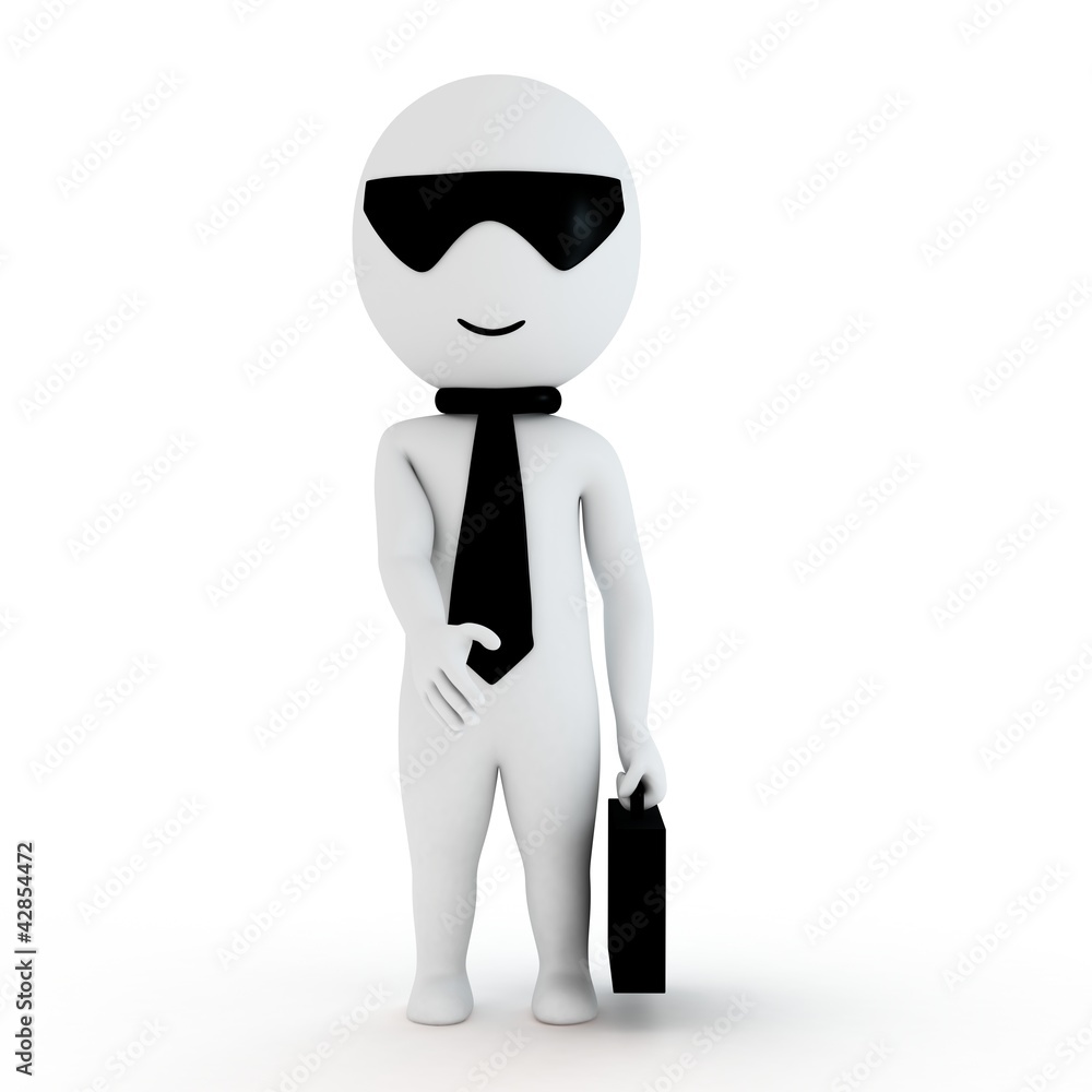 3d human business man with briefcase in white background 3d human business man with briefcase in white background
