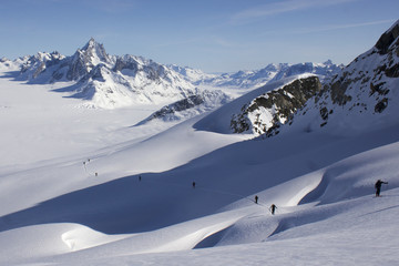 Papier peint photo Arctique Ski de randonnée sur glacier crevassé  © fredericfaure1