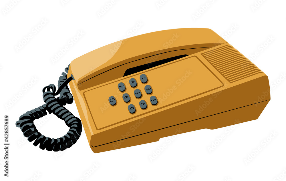 the old push-button telephone with a tube on a white background the old push-button telephone with a tube on a white background