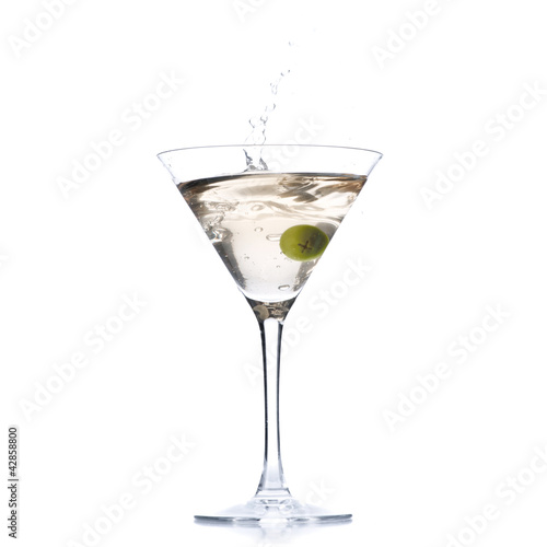 Wallpaper Mural Cocktail with olive splash isolated on white Torontodigital.ca