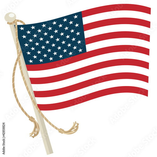 united states stars and stripes flag vector usa red white blue flagpole clipart isolated on white