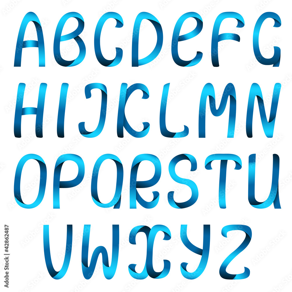 Blue ribbon alphabet set