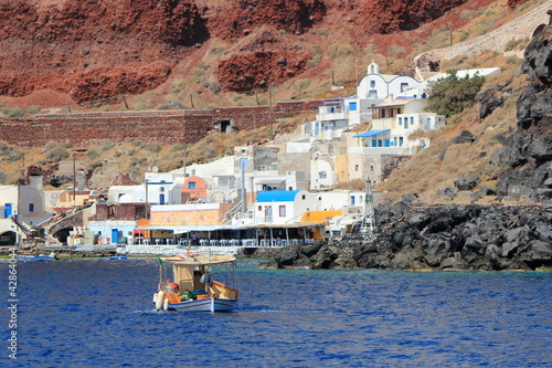 Thirassia harbor, Santorini, Greece photo