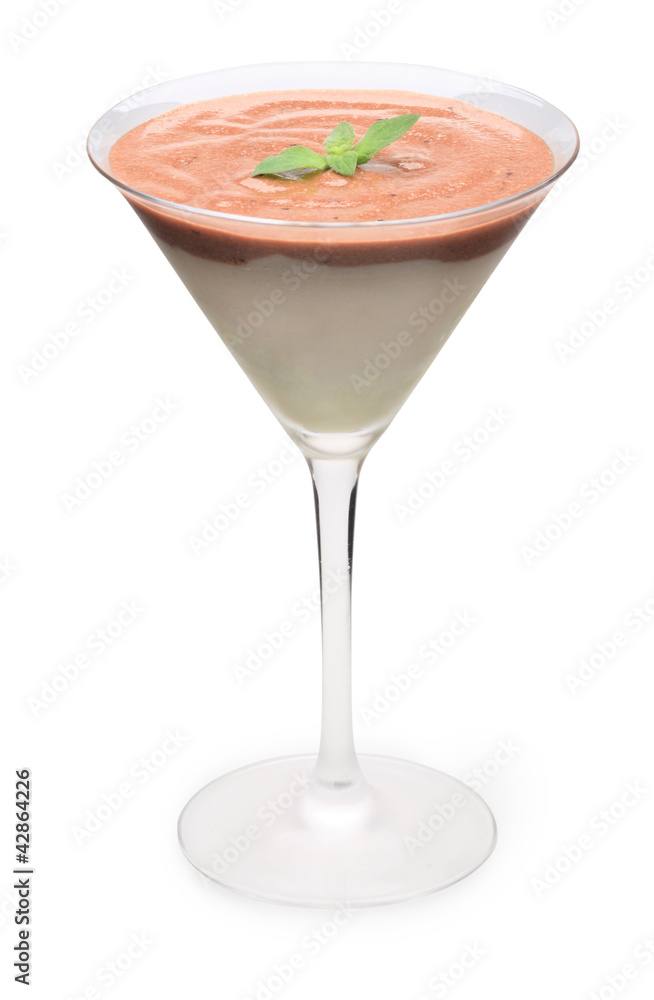 chocolate milk and egg mousse isolated with clipping path