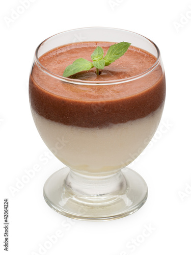 chocolate milk and egg mousse isolated with clipping path