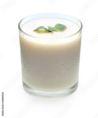milk and egg mousse isolated on white with clipping path