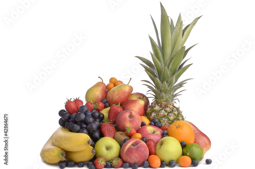 Fresh fruits mixed and piled