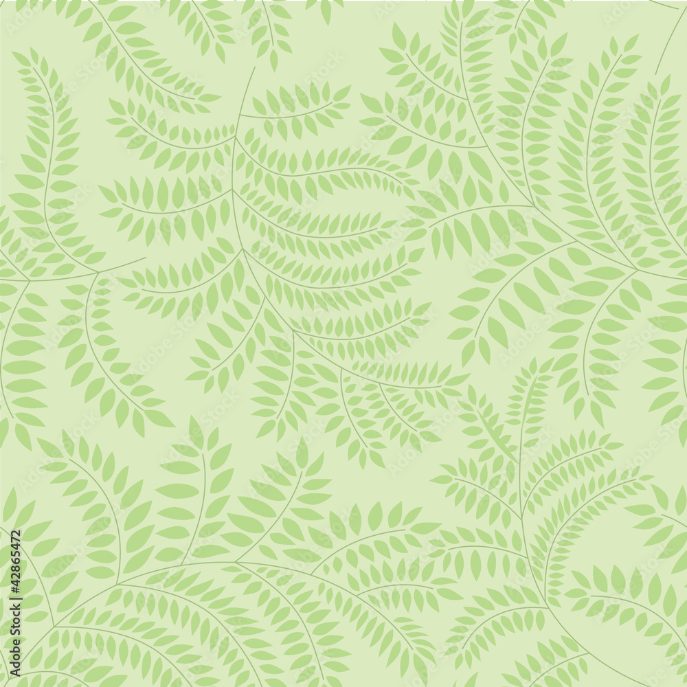 seamless pattern with leaves on green background, Print