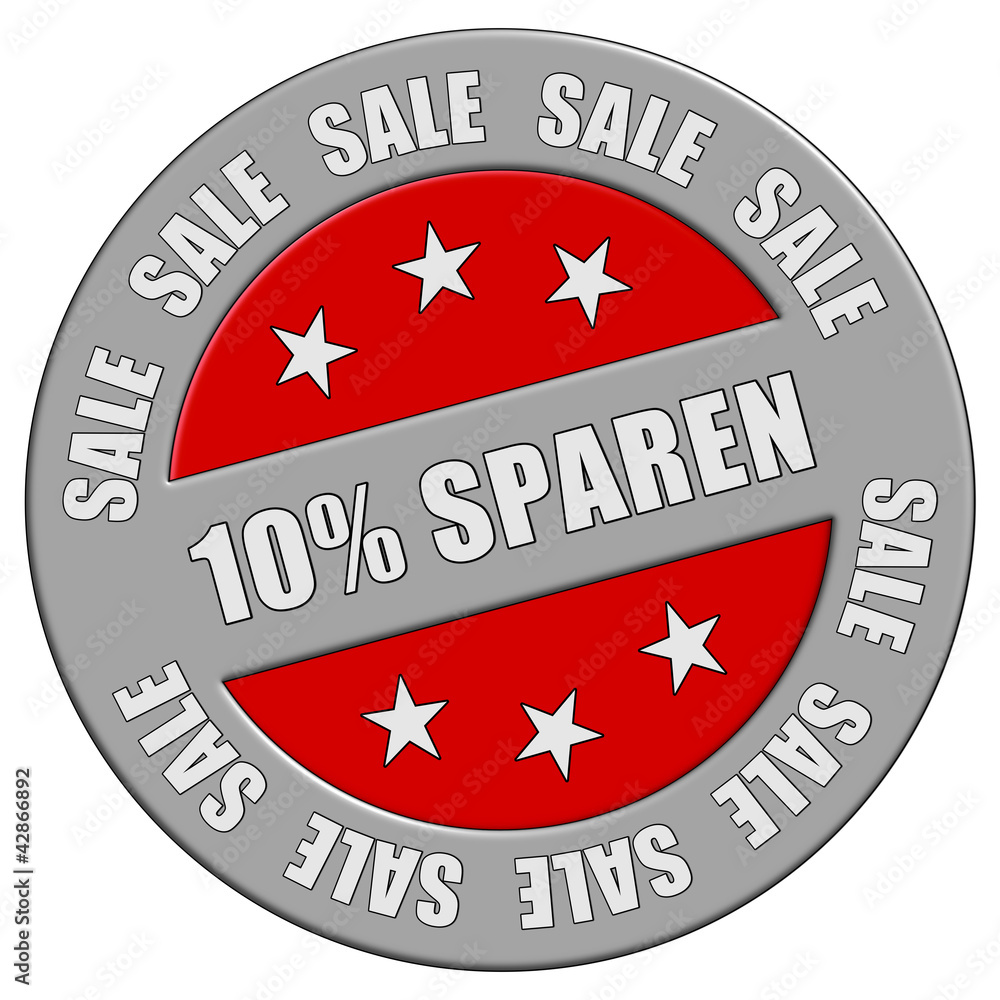 Schild graurot rund rt SALE 10% SPAREN Schild graurot rund rt SALE 10% SPAREN