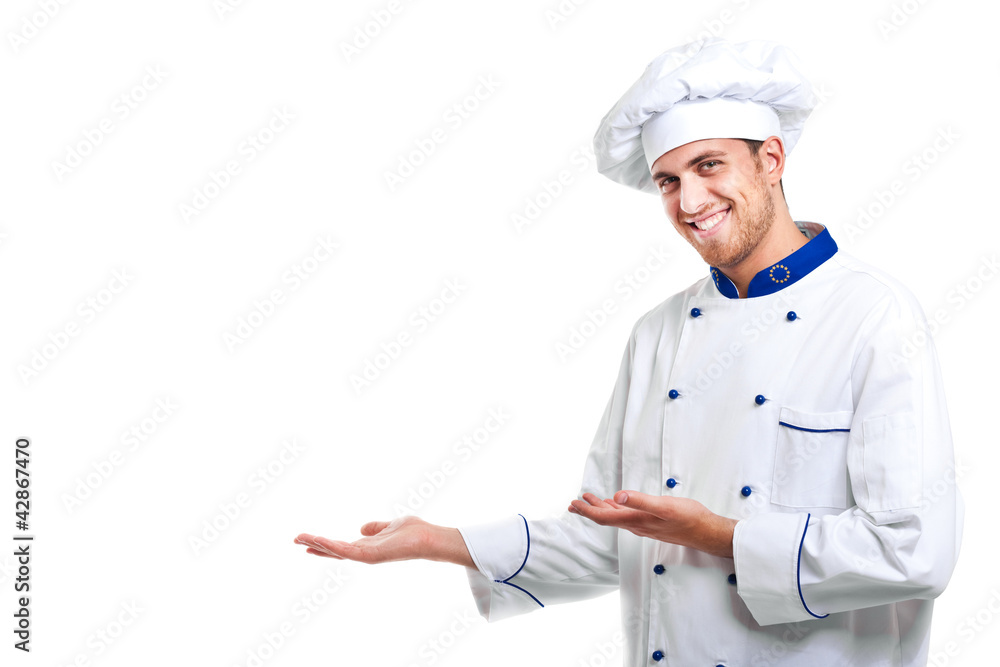 Chef presenting menu Chef presenting menu