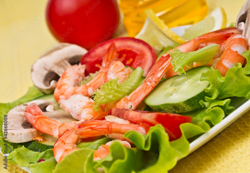 salad with shrimp and fresh vegetables salad with shrimp and fresh vegetables