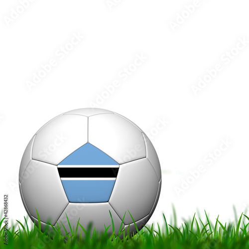 3D Soccer balll Botswana Flag Patter on green grass over white b