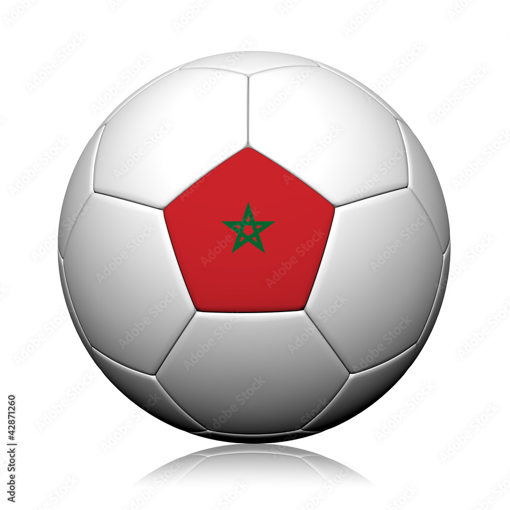 Morocco Flag Pattern 3d rendering of a soccer ball Morocco Flag Pattern 3d rendering of a soccer ball