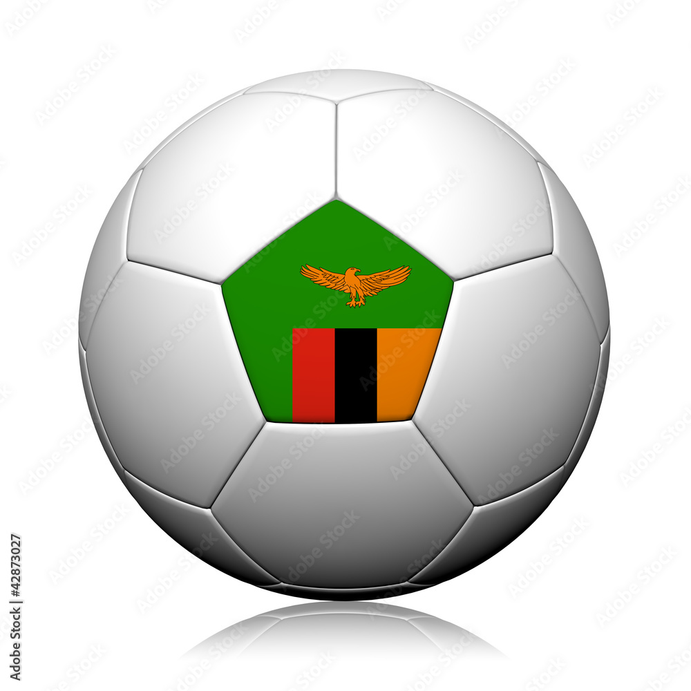 Zambia Flag Pattern 3d rendering of a soccer ball Zambia Flag Pattern 3d rendering of a soccer ball