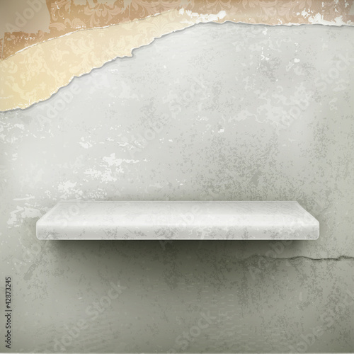 Empty shelf, vintage background