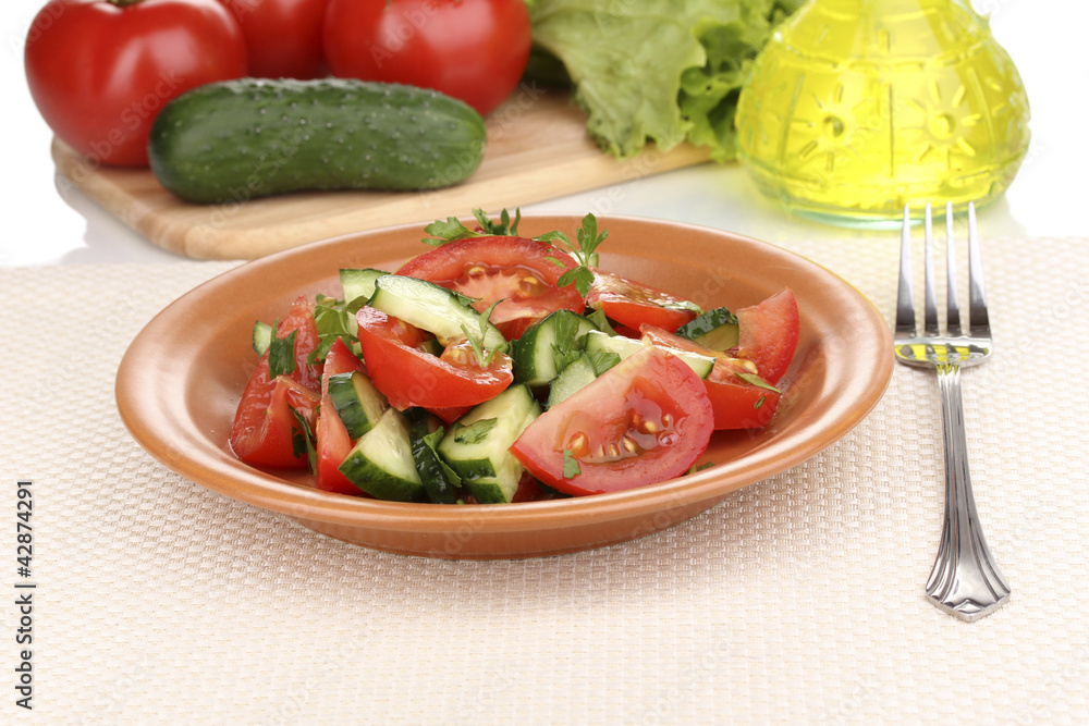 Fresh salad with tomatoes and cucumbers Fresh salad with tomatoes and cucumbers