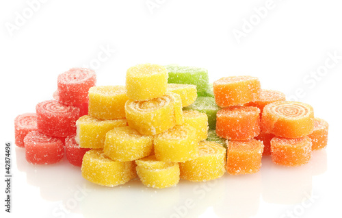 sweet jelly candies isolated on white.