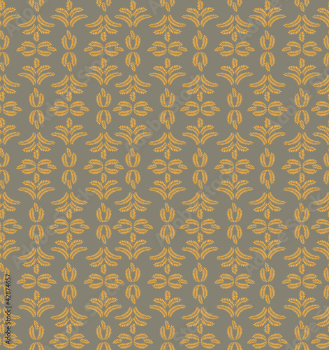 seamless pattern with leaves on gray background  Print