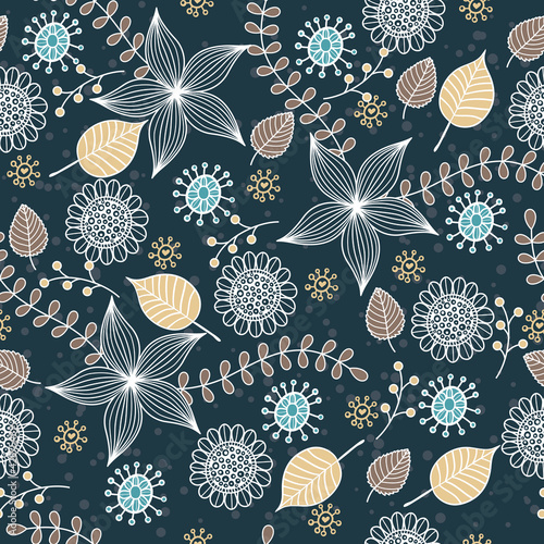 navy seamless floral pattern