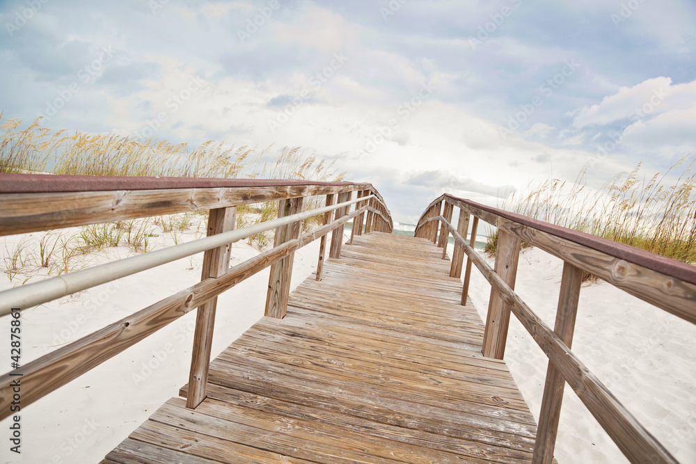 Boardwalk Path Leads to the Beach and Ocean