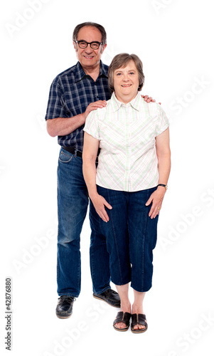 Full length portrait of attractive aged couple