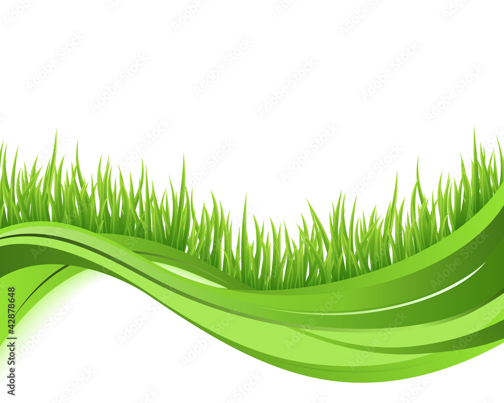 Naklejka premium Green grass nature wave background. Eco concept illustration