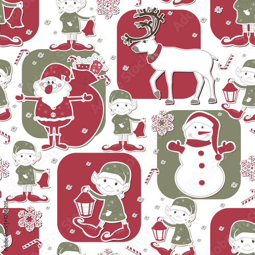 Christmas and New Year seamless pattern