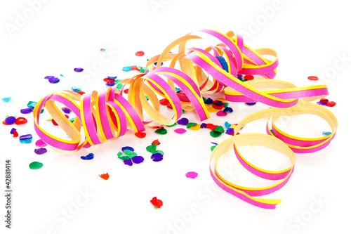 Colorful confetti and party streame