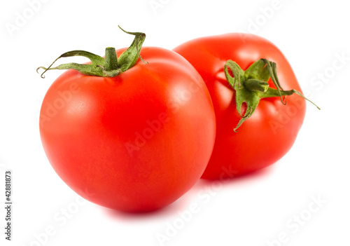 Two ripe red tomatoes