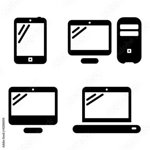 Computer icons: tablet, PC, desktop and laptop