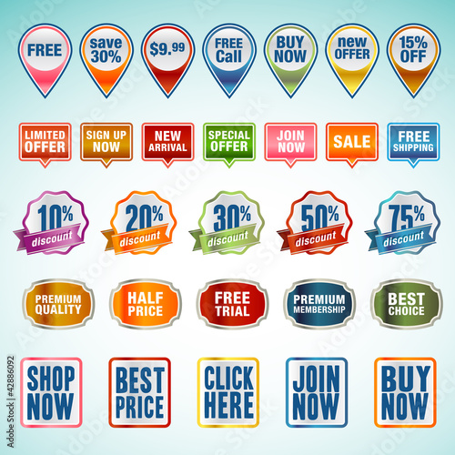 Set of vector stickers and badges