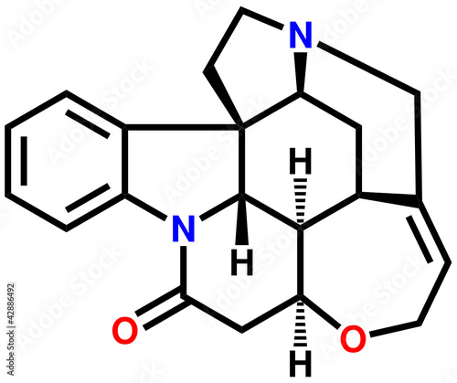 Strychnine, a highly toxic alkaloid. Structural formula