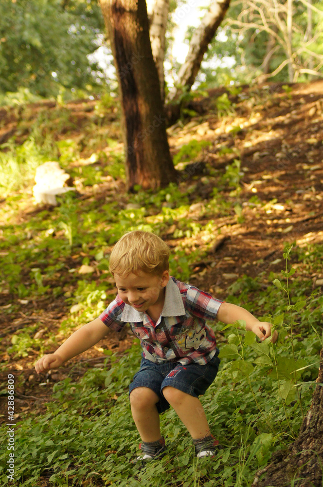 The little boy on walk