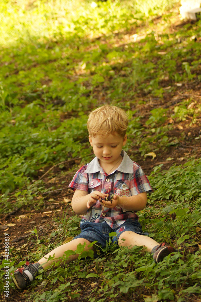 The little boy on walk The little boy on walk