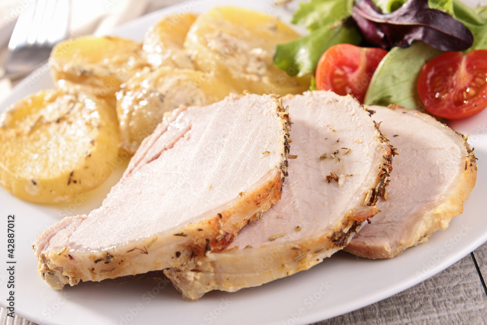 slice of roast meat and vegetable slice of roast meat and vegetable
