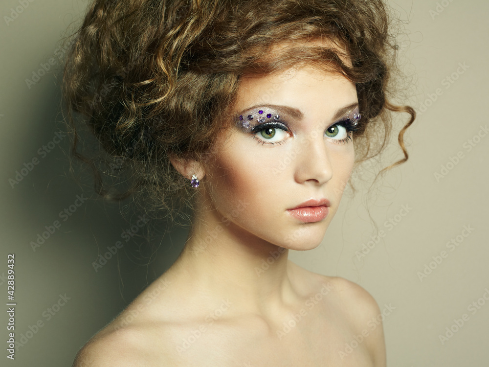 Portrait of beautiful woman with elegant hairstyle Portrait of beautiful woman with elegant hairstyle