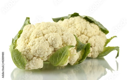 Fresh cauliflowers isolated on white