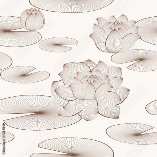 Fototapeta Naklejka Na Ścianę i Meble -  Lotus flower seamless pattern