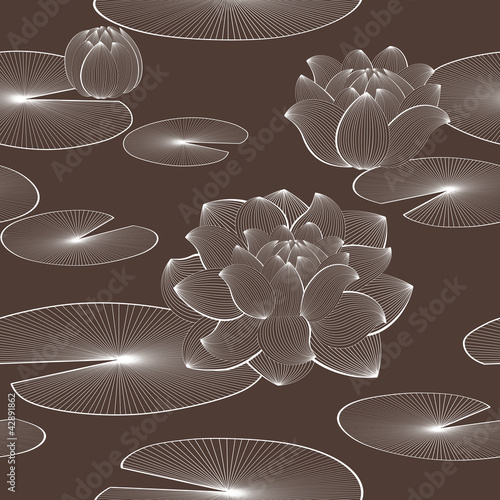 Fototapeta Naklejka Na Ścianę i Meble -  Lotus flower seamless pattern